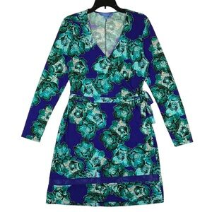 Simply Vera Vera Wang Long Sleeve Dress Womens Size M Floral Purple Green